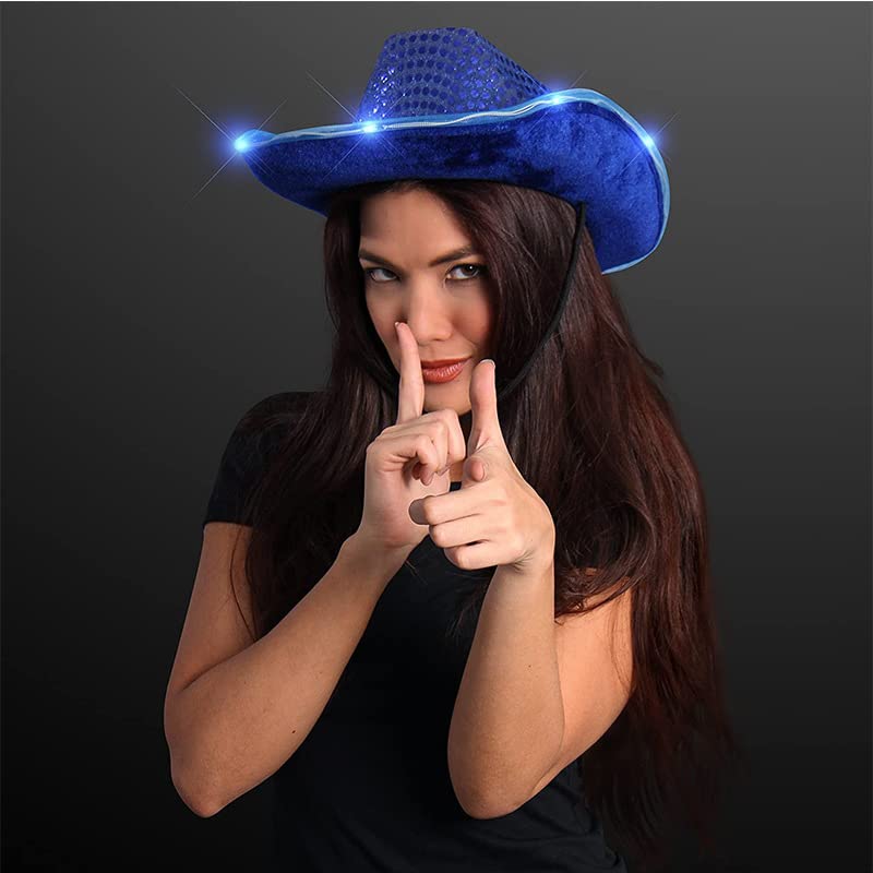 LED Lights Cowboy Hat LED Flashing Cap Hat Xmas Christmas Party Celebration Party Cosplay Western Cowboy Cowgirl Hats Festival Gift Foldable Wide Brim Caps Black