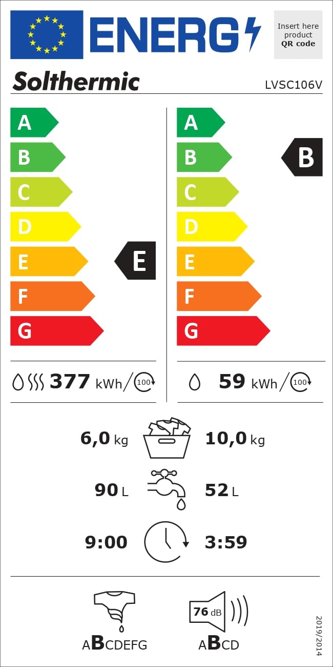 SOLTHERMIC LAVADORA SECADORA LVSC106V 10-6 KG / 1400RPM / CLASE B / 15 PROGRAMAS/PROGRAMA RAPIDO 12-30 MIN SI/AJUSTE TEMPERATURA Y GRADO SUCIEDAD SI/INICIO DIFERIDO SI/BLOQUEO NIÑOS