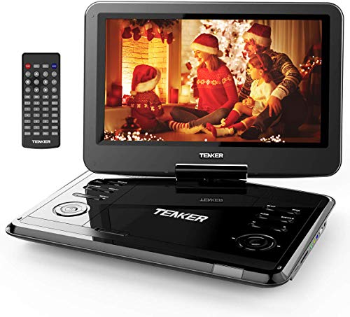 TENKER 14.4 â€œ Portable DVD Player with 12.1" Swivel Screen, Rechargeable Battery with SD Card Slot and USB Port,1.8M Car Charger and Power Adaptor