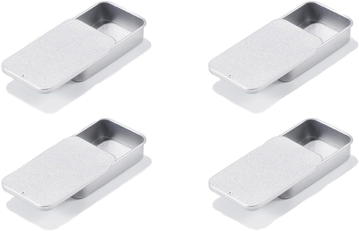4Pcs Dental Floss Portable Case, Dental Floss Dispenser, Refillable Glide Floss Storage Container,Organizer Box for Portable Travel Flossing Solution(Silver 80 * 50 * 15mm)