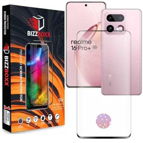 Image of Compatible With realme 16 Pro+ 5G Full Glue Tempered Glass Screen Protector Guard With Curved Edges - Fingerprint Working, UV Glue Not Required (For realme 16 Pro Plus, 6.8 Inch) - Pack of 1