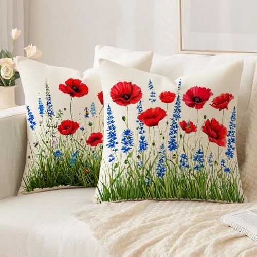 Housse coussin 80x80cm imperméable double face rouge vintage