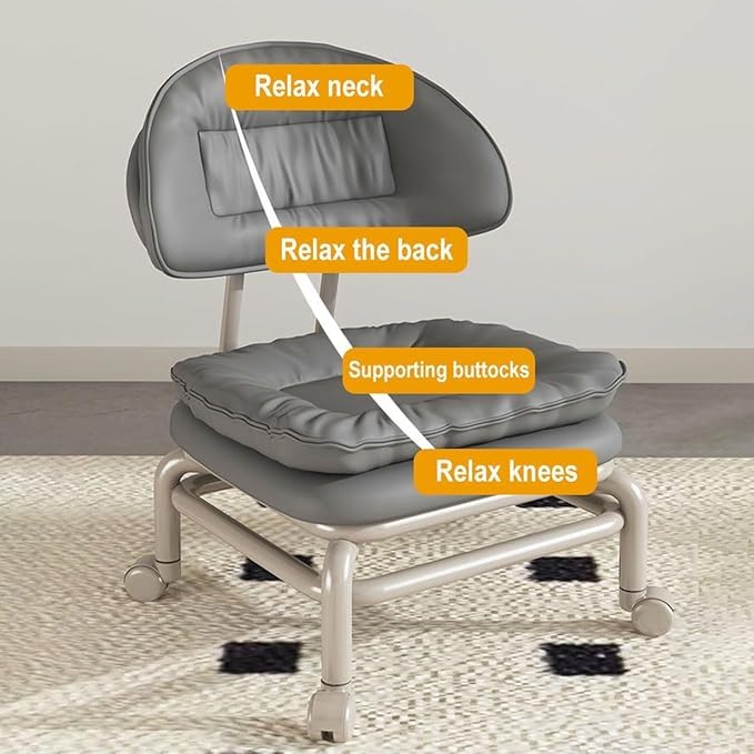 Blurism gaming chair, 360 rotating low stool rolling pullee stool, low stool with wheels, changing shoe with wheels makeup cleaning, pedicure, massage spa and home (gray)