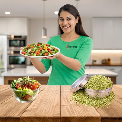 Image of Stainless Steel Sprout Maker Box 1000ML | Sprout Maker Big Size | Sprout Maker Box Stainless Steel Hole Dabba For Sprout | Steel Sprout Maker
