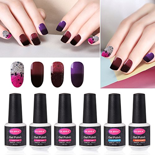 CLAVUZ Gel Nail Polish Set Soak Off Color Changing Nail Polish Base and Top Coat Manicure Nail Art Kit CLAVUZ Gel Nail Polish Set Soak Off Color Changing Nail Polish Base and Top Coat Manicure Nail Art Kit