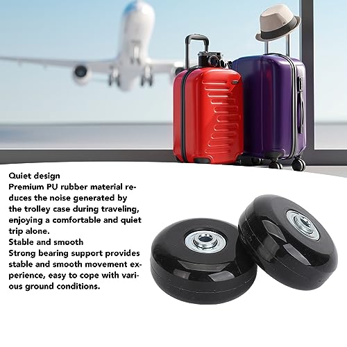 2Pcs Luggage Suitcase Replacement Wheels, PU Rubber Universal Casters with Screws and Tools for Travel Trolley Bag Repair (56x24)2