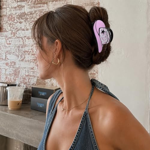 Pinza para cabello JazSwirl, 8 cm, color rosa, diseño western miniatura 4