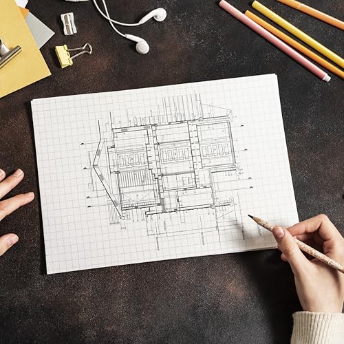 Image of PaperO A3 Square Loose Leaf Grid Paper | 100 GSM | 100 Sheets | Ideal for Artists, Designers, Architects, Engineers, Sketching & Technical Drawing | Size (29.7 x 42 cm) | (A3 Pack of 2)