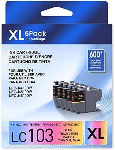 LC103XL LC103 Ink Cartridges For Brother Printer For Brother Ink Cartridges LC103 Brother LC101 Ink Cartridges Work With DCP-J152W MFC-J245 MFC-J870DW MFC-J6920DW MFC-J450DW MFC-J470DW(2BK 1C 1M 1Y)5P