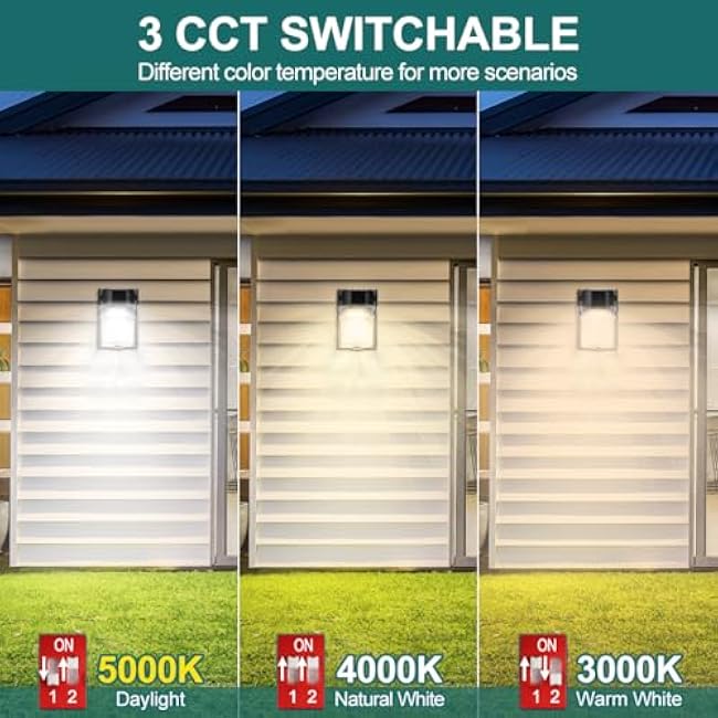 LED Wall Pack Light 30W 25W 15W Adjustable, Dusk-to-Dawn Photocell, 3000K 4000K 5000K CCT Adjustable, 3600lm 120V IP65 Waterproof Outdoor Wall Light for House, ETL Listed