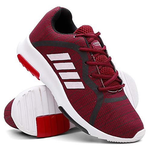 Tênis Masculino Caminhada Confortável Super Leve Cor:Vermelho;Tamanho:42