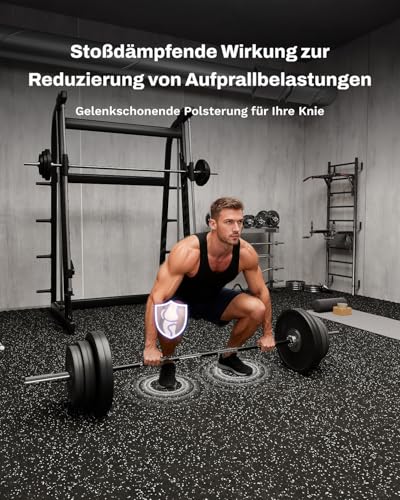 AIRHOP 24 Matten 60x60x1,4cm Extra Dicke Robuste Gummierte, rutschfeste Puzzlematte, Geeignet Für Fitnessstudio Und Heimfitness, Schwere Trainingsbelastung, Bodenschutzmatte Fitness