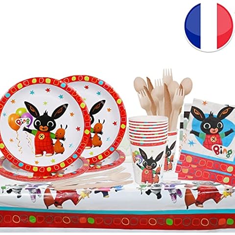 Bing Bunny Party Tableware, Bunny Party Tableware, Children's Birthday Party Set, Paper Plates Children's Birthday Party Decoration, 71 Pieces Cover