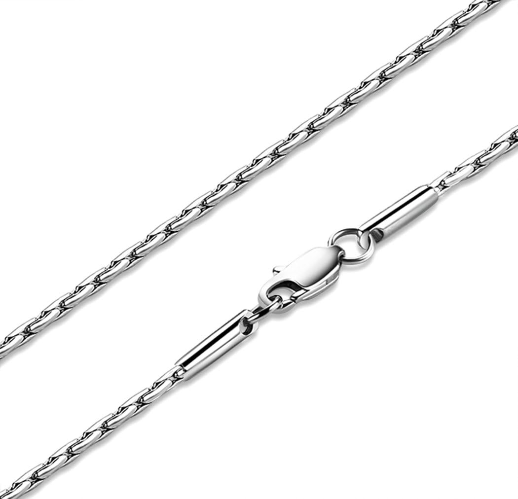 2mm Surgical Stainless Steel Thin Chain Necklace for Women and Men,18-30 Inches