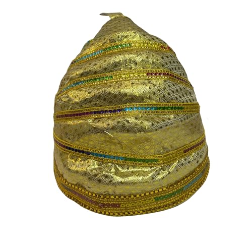 Image of Kaku Fancy Dresses Shivaji Maharaj Pagdi /Pheta Traditional Indian Headwear for Kids | Cultural & Fancy Dress Turban for Festivals, School Plays & Historical Events - White /Golden