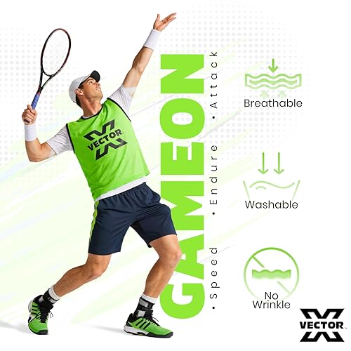 Image of Vector X 100% Polyester Mesh High sweat absorbent Training Bibs | Ideal for Foot ball Soccer Basketball Volleyball, Track and Field Play | Lightweight Scrimmage Vests Pennies