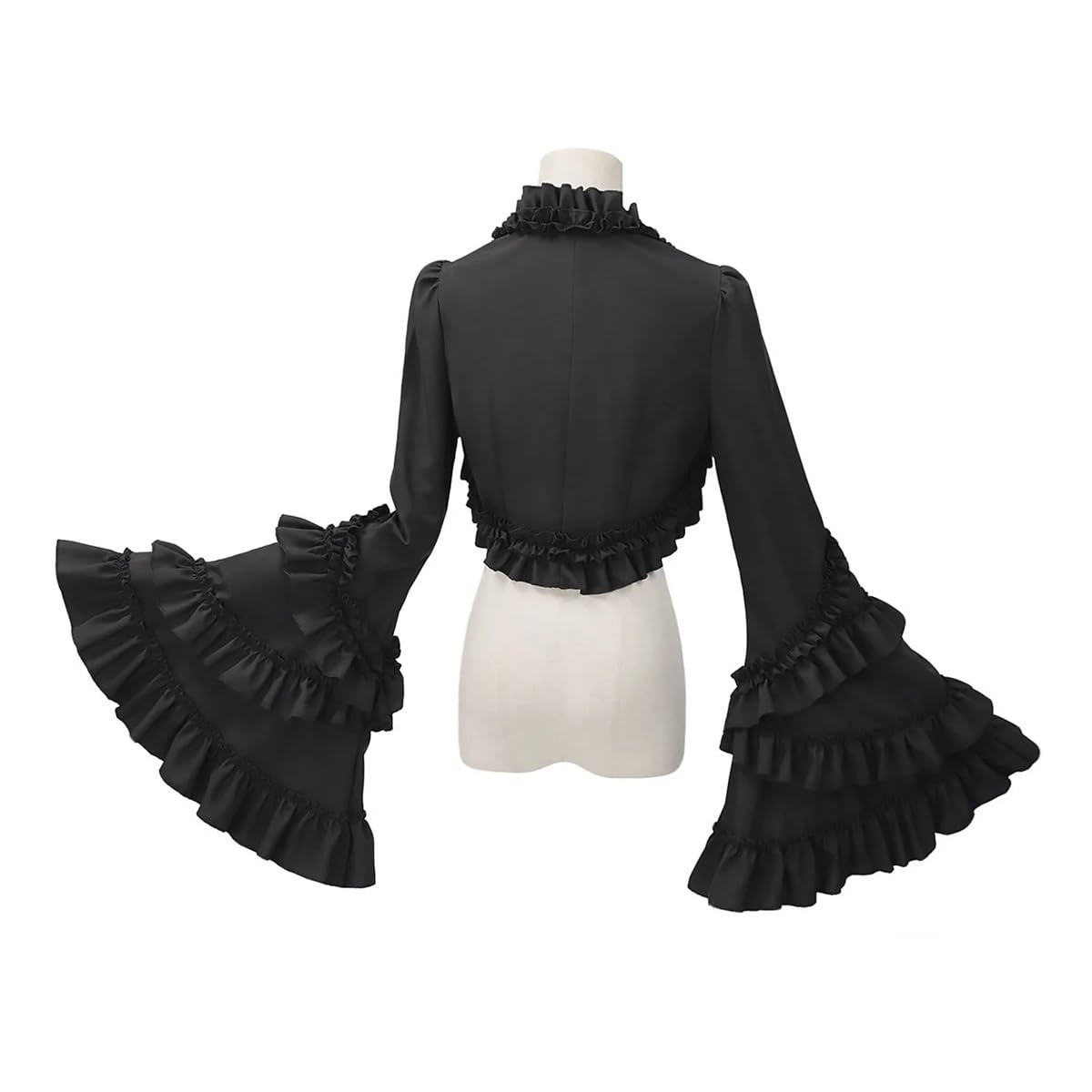 Giacca Steampunk a maniche lunghe svasata bianca con volant