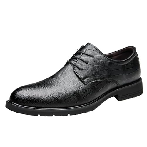 Dress Formal Shoes for Men Luxury Leather Sharp Pointed Toe Oxford Shoes for Men Casual Business Wedding & Summer Designer Shoes Non Slip Block Heel Anti-Slip Casual(12) Black