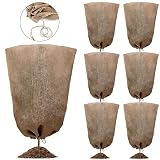 Woanger 6 Pcs 40'x24' Burlap Plant Covers Frost Protection Drawstring