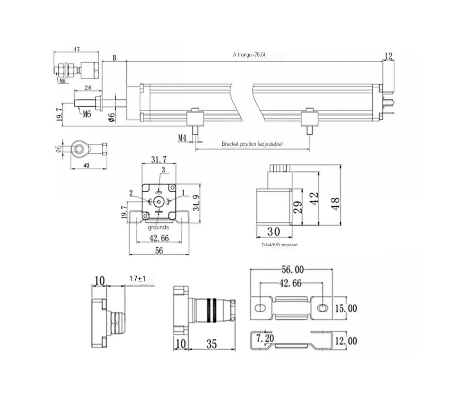 KTC1/LWH50mm maszyna do formowania wtryskowego drążka kierowniczego elektroniczna linijka zakres 50 mm-600 mm czujnik przemieszczenia (400 mm)