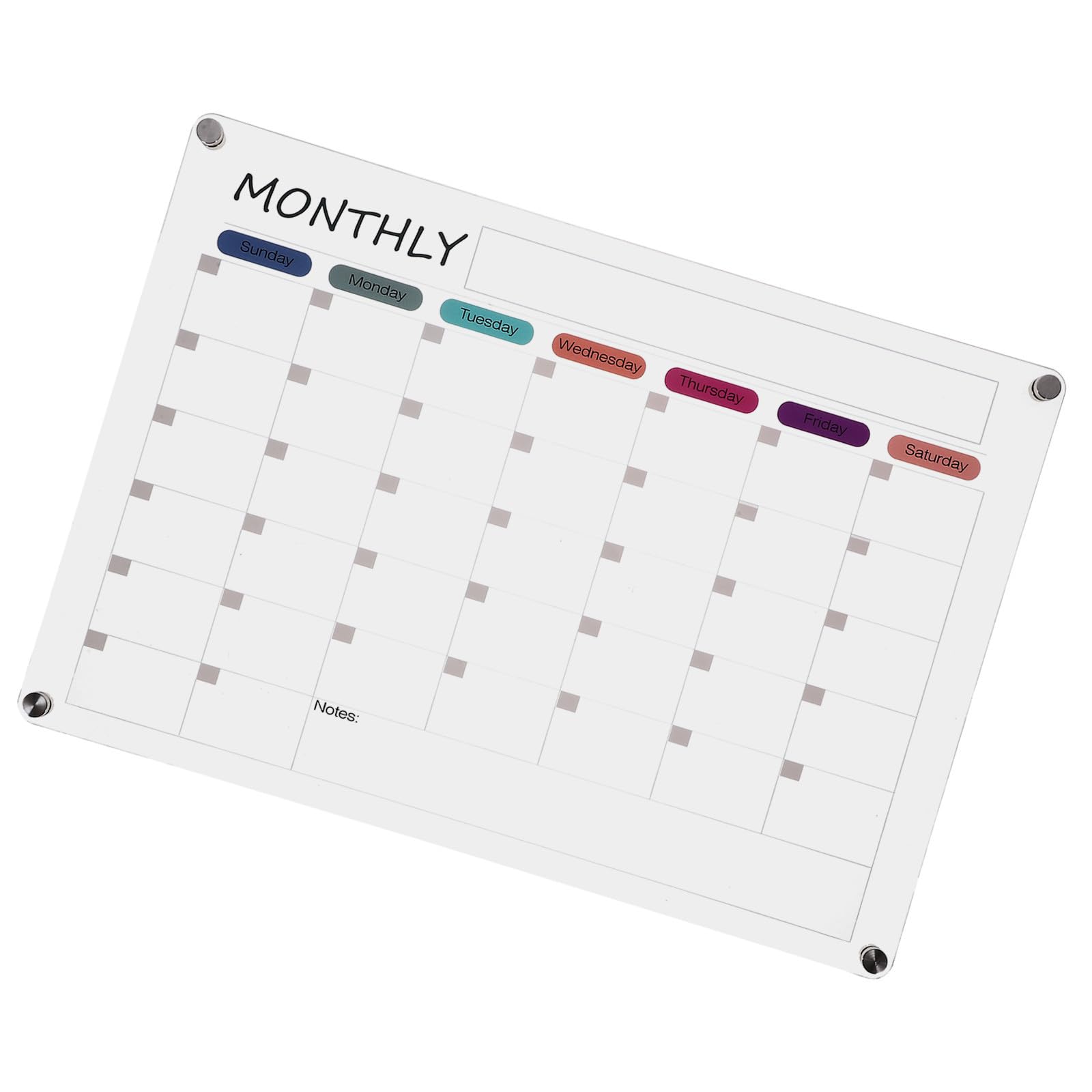 Tableau Blanc Planificateur Réutilisable en Acrylique Magnétique Effaçable à Sec pour Réfrigérateur pour Gestion de Planning Mensuel