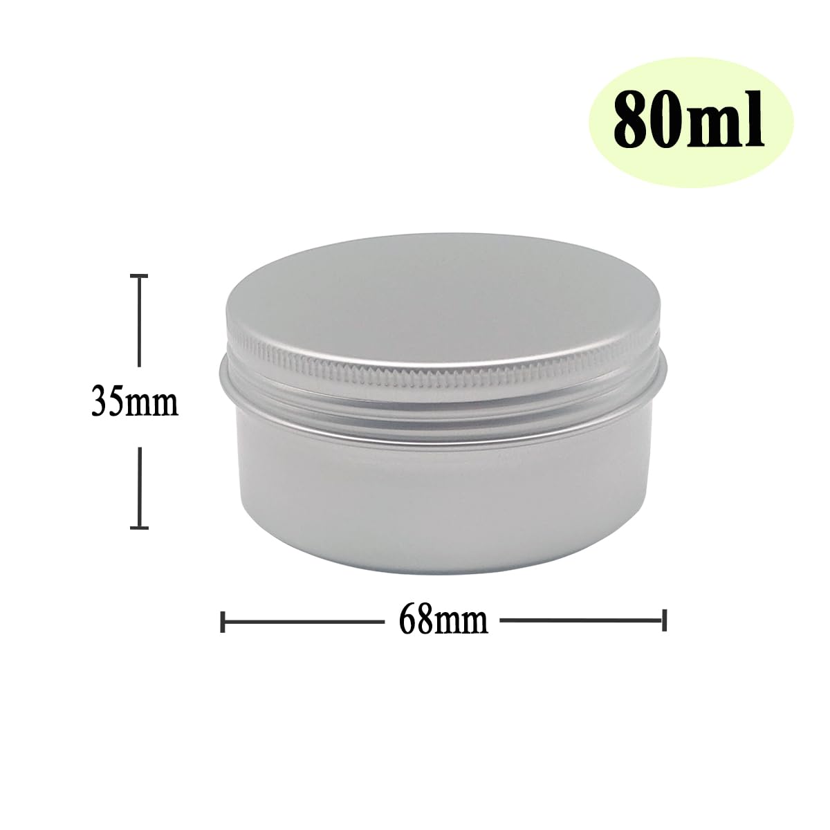 Okrągłe puszki na balsam do ust, 80 ml, 80 gramów, aluminiowy pojemnik na próbki kosmetyczne z zakręcaną pokrywką, 80 g, srebrne, metalowe, puste słoiki do przechowywania, na maści, balsamy