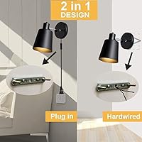 Vista 2 de Lámpara de pared ajustable con enchufe de 10 W, 800 lúmenes, lámpara de pared con control remoto con cable de enchufe de 6 pies, para restaurante