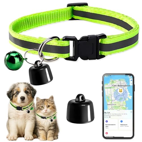 GPS Tracker Katze, Mini Tracker Ohne ABO für Halsbänder Katze, Mini Haustierortungsgerät Katzen Hunde kompatibe, SmartTag Katzenhalsband (nur IOS)