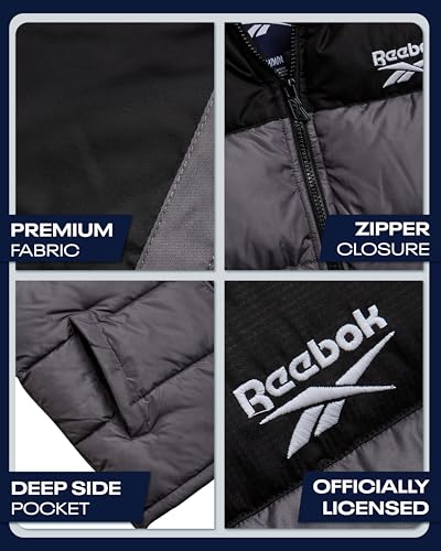 Image of Reebok Mens Puffer Vest - Full Zip Midweight Thick Insulated Sleeveless Jacket for Men - Outdoor Quilted Puffer Winter Vest