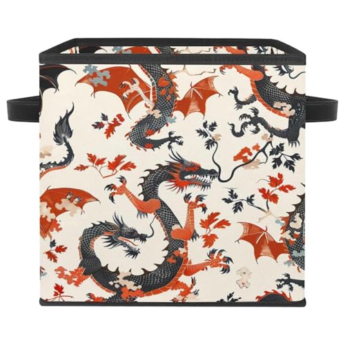 Boîte de rangement dragon cube pliable 28cm en tissu Oxford