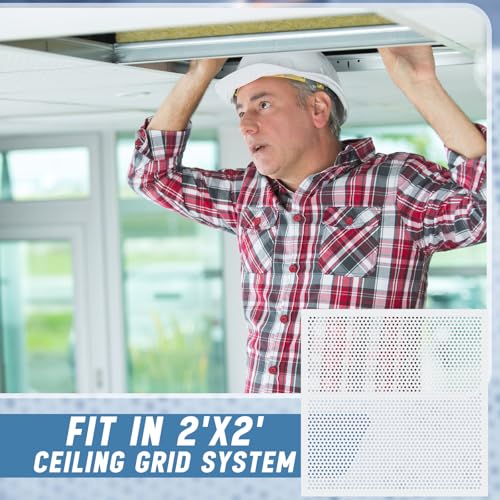 Image of DoubleFill 2 Pack 2' x 2' Plastic Perforated Tiles with 1 /4 inch Holes 24 inch x 24 inch White Drop Ceiling Tiles Plastic Ceiling Grid Covers
