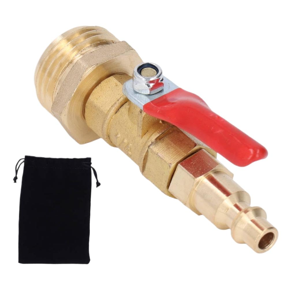 Uhhksaeme Men's External Thread Rv Brass Winterize Blowout Adapter 1/4In Quick Connector Compatible With Motorhome Yachts Irrigation Joints(External Thread)