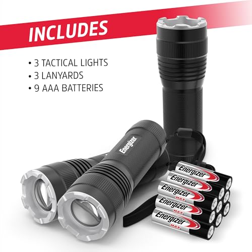 Image of Energizer T-300 LED Flashlights (3-Pack), Bright Flash Light for Tactical EDC, Camping, and Emergencies (Batteries Included)