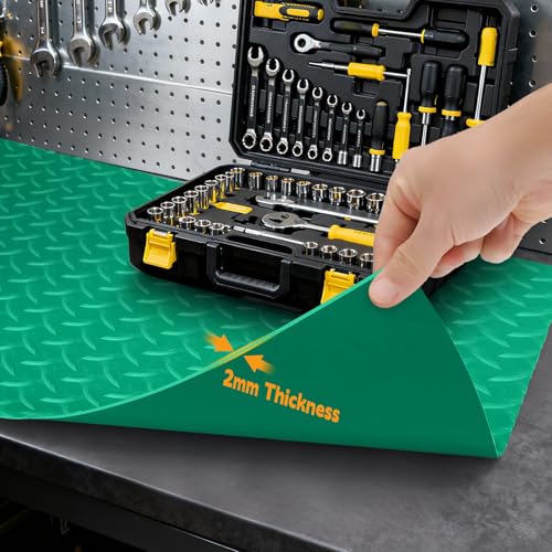 Image of Workbench Mat, PVC Work Bench Mat with Non-Slip Texture, 2mm Thick Scratch & Stain Resistant Surface for Painting, Woodworking, Crafting, Building and Tool Protection (Green, 23.62 inch x 94.49 inch)
