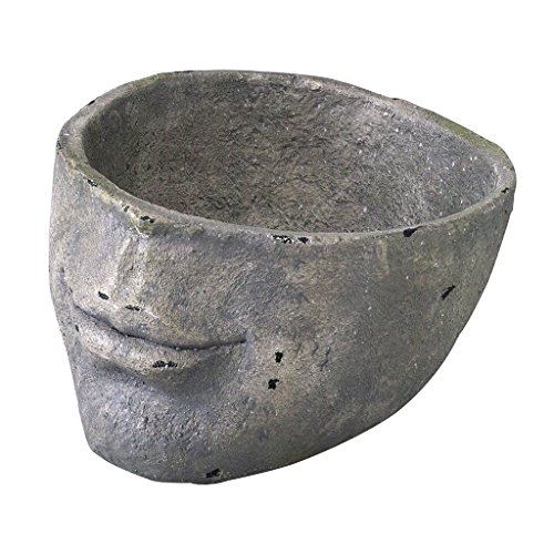 Time Concept Bibury Resin Half-Face Plant Pot - Large - Sculptured Stone Garden Planter, Home Indoor/Outdoor Décor