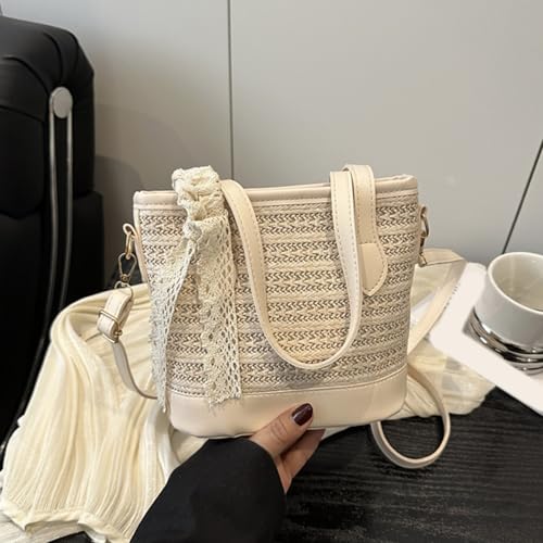 Women Shoulder Bag Trendy Handbag Straw Bucket Bag Simple Messengers Large Capacity Crossbody For Daily Lovely Crossbody3