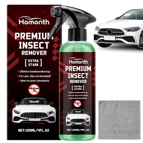 Ekukeon Productos de Limpieza Coche, Limpia Insectos Coche, Incluye Paño de Microfibra, Limpia Mosquitos Coche, Limpiador Exterior para Coche, para Coches brisas, Pintura, Faros, 120ml