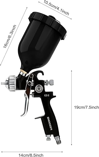 Miniatura 4 de Pintor neumático de alimentación por gravedad económica con boquillas de 0.055 in, 20 onzas, 600 cc