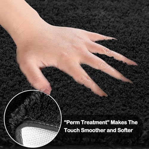 Myting Bath Mats for Bathroom 80x120 cm Large Black Bath Mat, Soft Microfibre Bathroom mats Non Slip Washable - Image 4