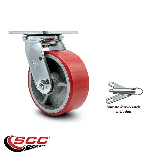 Vista 78 de Rueda rígida de poliuretano sobre hierro fundido con rueda roja de 4 pulgadas, capacidad de 700 libras, marca Service Caster