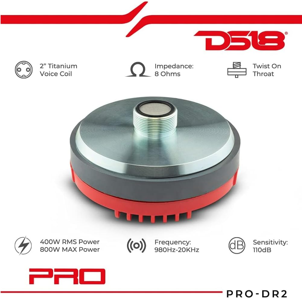 KIT Set pour DS18 Pro-DR2 : 1 Driver de Compression, 400 W RMS, 800 W Max, Filetage pour pavillon de 34 mm, 8 ohms, 110 DB, pour Maison et fête, 1 pièce + condensateur Offert