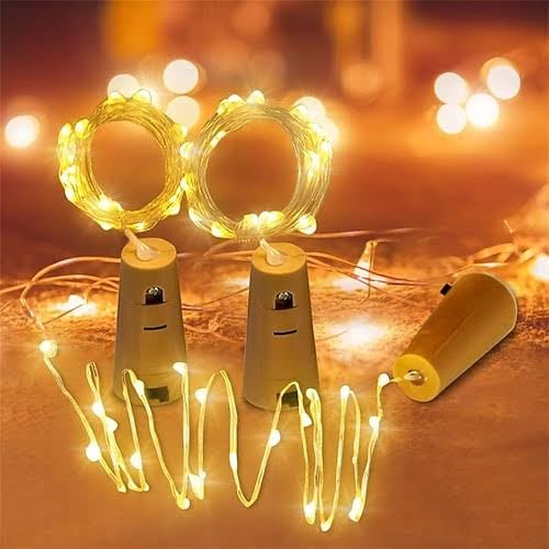 Image of LED String Light - 3 Meter Warm White Copper Wire Fairy, Wine Bottle Cork, LED Cake Lights Battery Operated, Waterproof Decorative Lights for Home