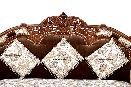 Image of Luxury Wooden Teakwwood Five Seater Sofa Set for Living Room (Honey Brown) Solid Wood Outdoor Chair 5 Seater Sofa | (2)