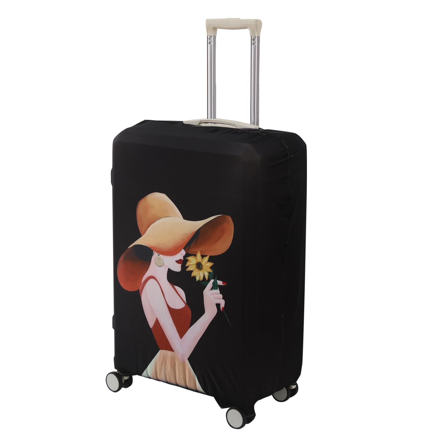 HOKIPOSuitcase Covers for Trolley Suitcase, 180gsm Durable and Washable, Large (26-27inch), Black Elegant Lady (AR-5185-D6)