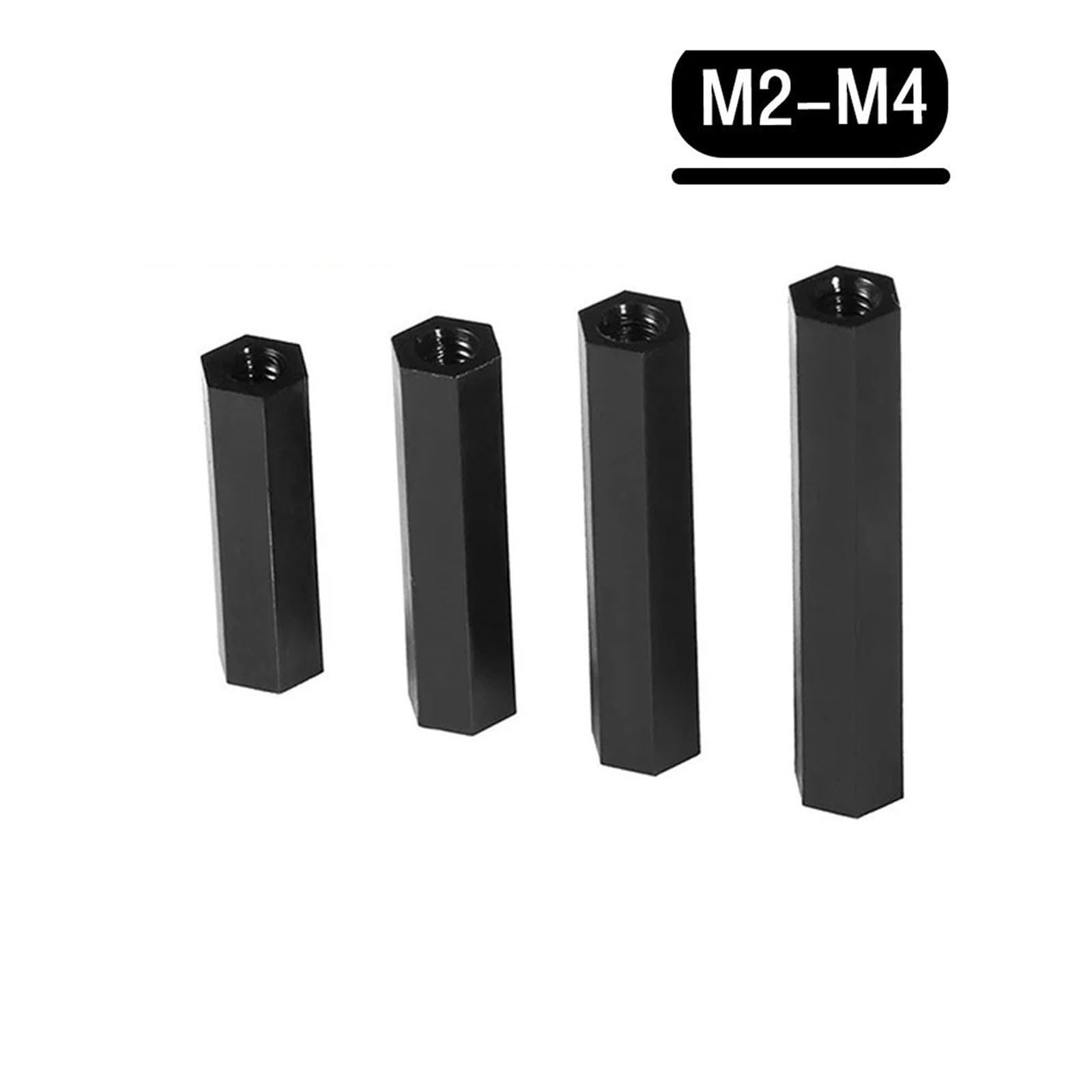 M2,5 M3 M4 PCB-Abstandshalter, Nylon, schwarzer Sechskant-Innengewinde