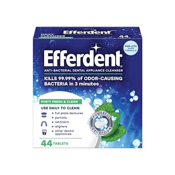 Efferdent Retainer Cleaning Tablets, Denture Cleaning Tablets for Dental Appliances, Minty Fresh & Clean, 44 Count, Pack of 1