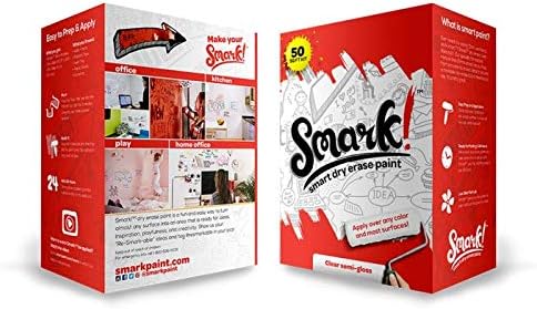 Smark 50 Sq. Ft. Clear Dry Erase Multi Surface Whiteboard Paint for Classroom, Office, Home, Bedroom, Playroom, Toy Room or Any Surface (Dry Erase Paint)