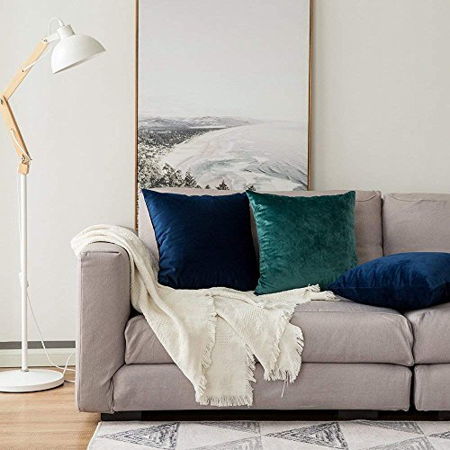 Image of Khooti Velvet Cushion Cover Pack of 1-36 inch x 36 inch / 91 x 91 cm - Navy Blue - Soft Pillow Covers Cushion Case for Sofa Bedroom Livingroom Chair Car, Cushion Cover