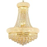 chandiry 12 Lights Gold Finish Empire Crystal Chandelier Lighting for Dining Room Living Room Foyer