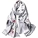 Produktbild Seidenschals Damen 100% Seide Leicht Seidentuch Silk Schal Halstuch Tuch Geschenk Frauen 170 X 55cm (Satin-silber grau) MEHRWEG